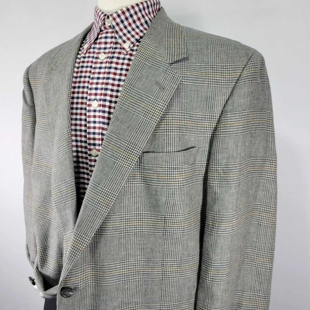 Brooks‎ Brothers Men's Sport Coat Blazer Two Button Multi-color Houndstooth 46L